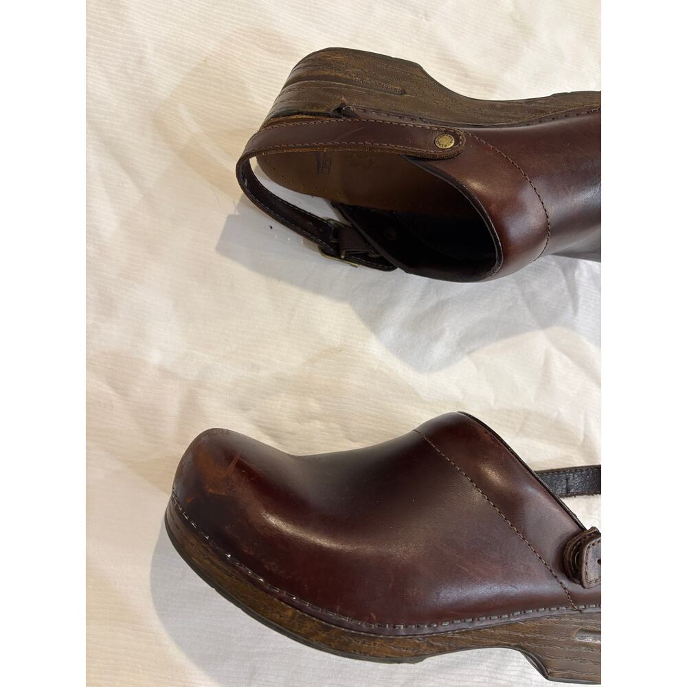 Dansko Leather Clogs Slip On Brown Womens 42 US 11-12 Adjustable Back Strap - Picture 9 of 14